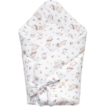 Rożek niemowlęcy bambusowy YOSOY we wzorze Cozy Forest – wiskoza bambusowa, idealny prezent na baby shower.