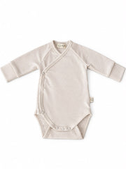 Body niemowlęce z wełny merino YOSOY Beige z dwoma rzędami nap w kroku i termoregulacją