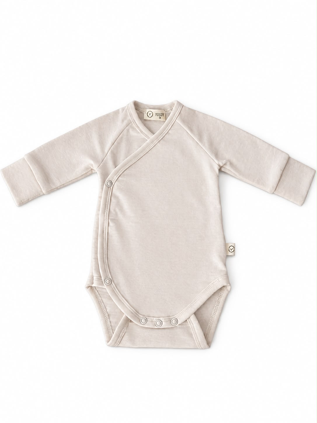 Body niemowlęce z wełny merino YOSOY Beige z dwoma rzędami nap w kroku i termoregulacją