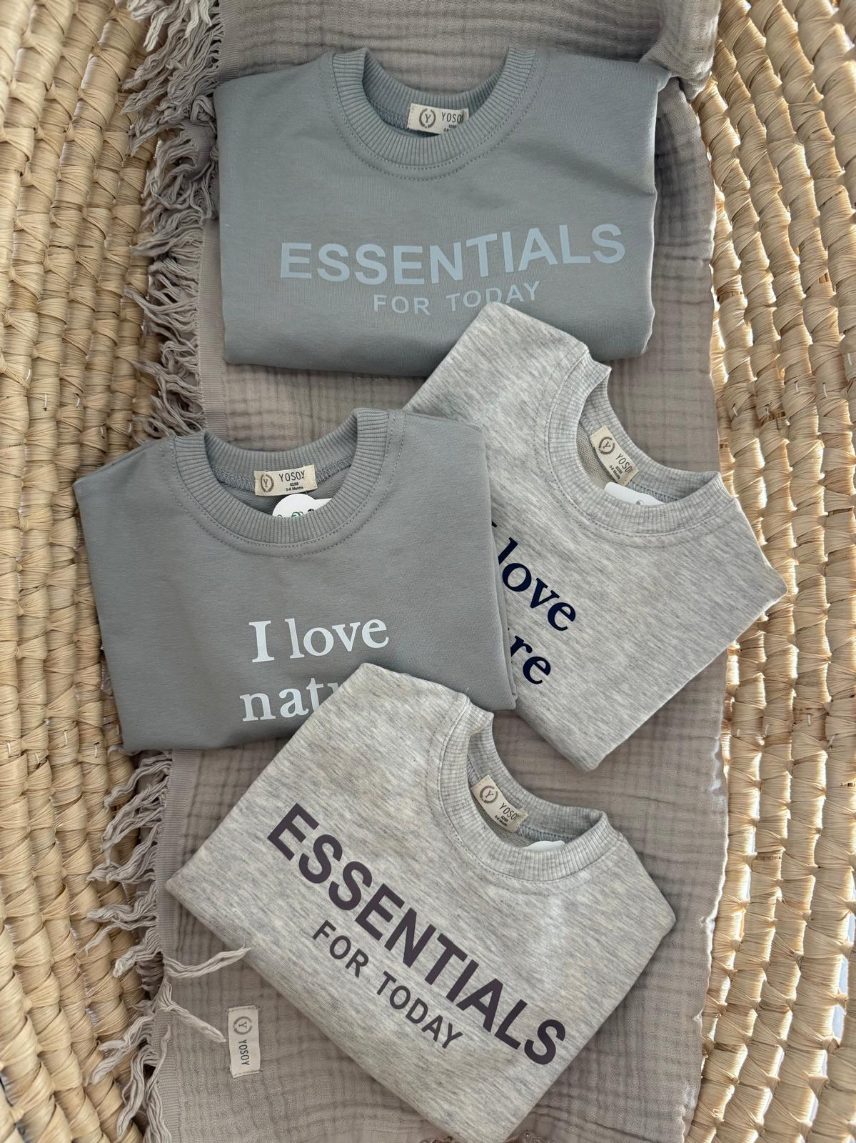 Dresy dziecięcy I LOVE NATURE YOSOY komplet bluza i spodnie dresowe ułożone na płasko