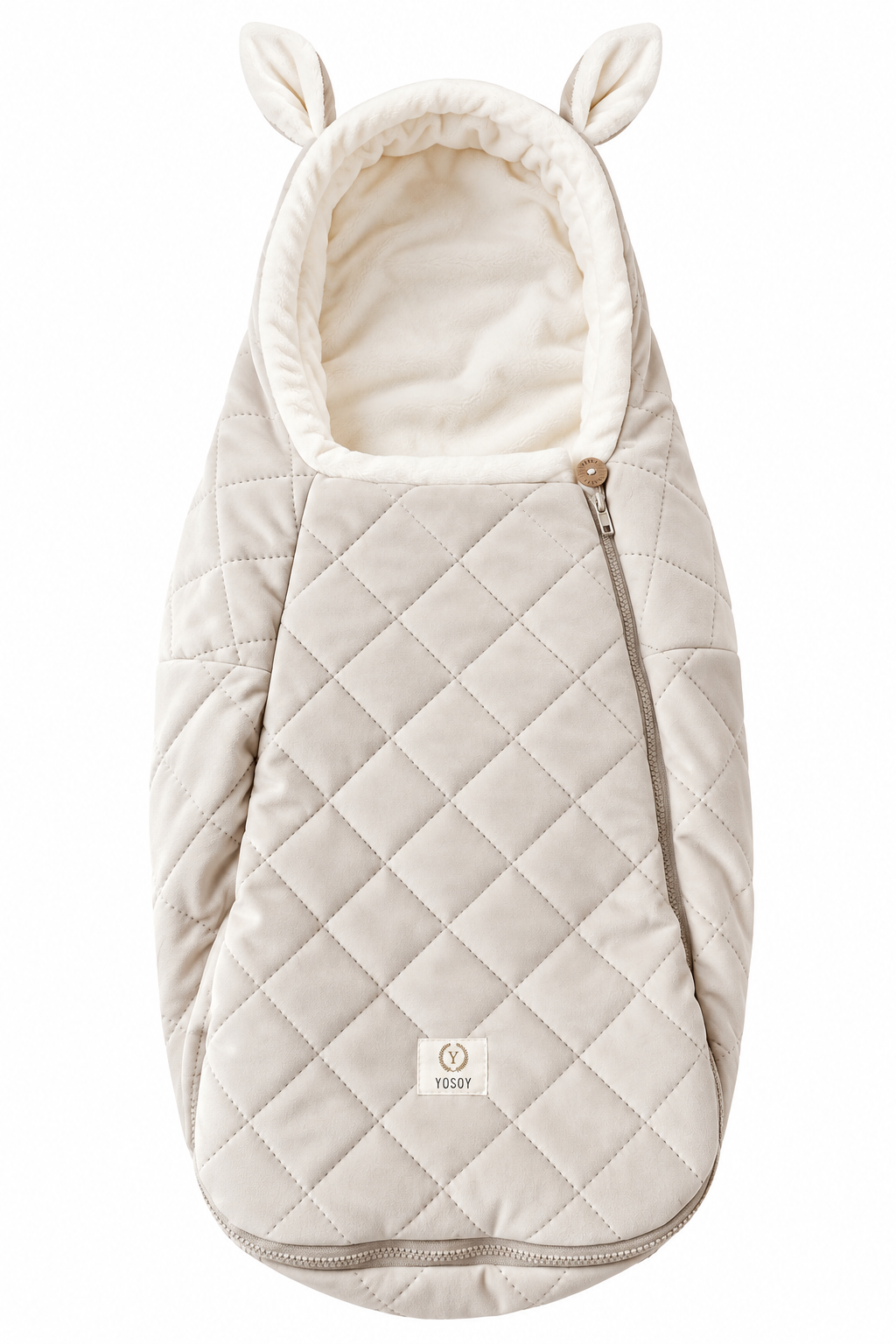 Śpiworek do fotelika Norway YOSOY w kolorze light beige pikowany velvet antyalergiczne wypełnienie certyfikat PZH
